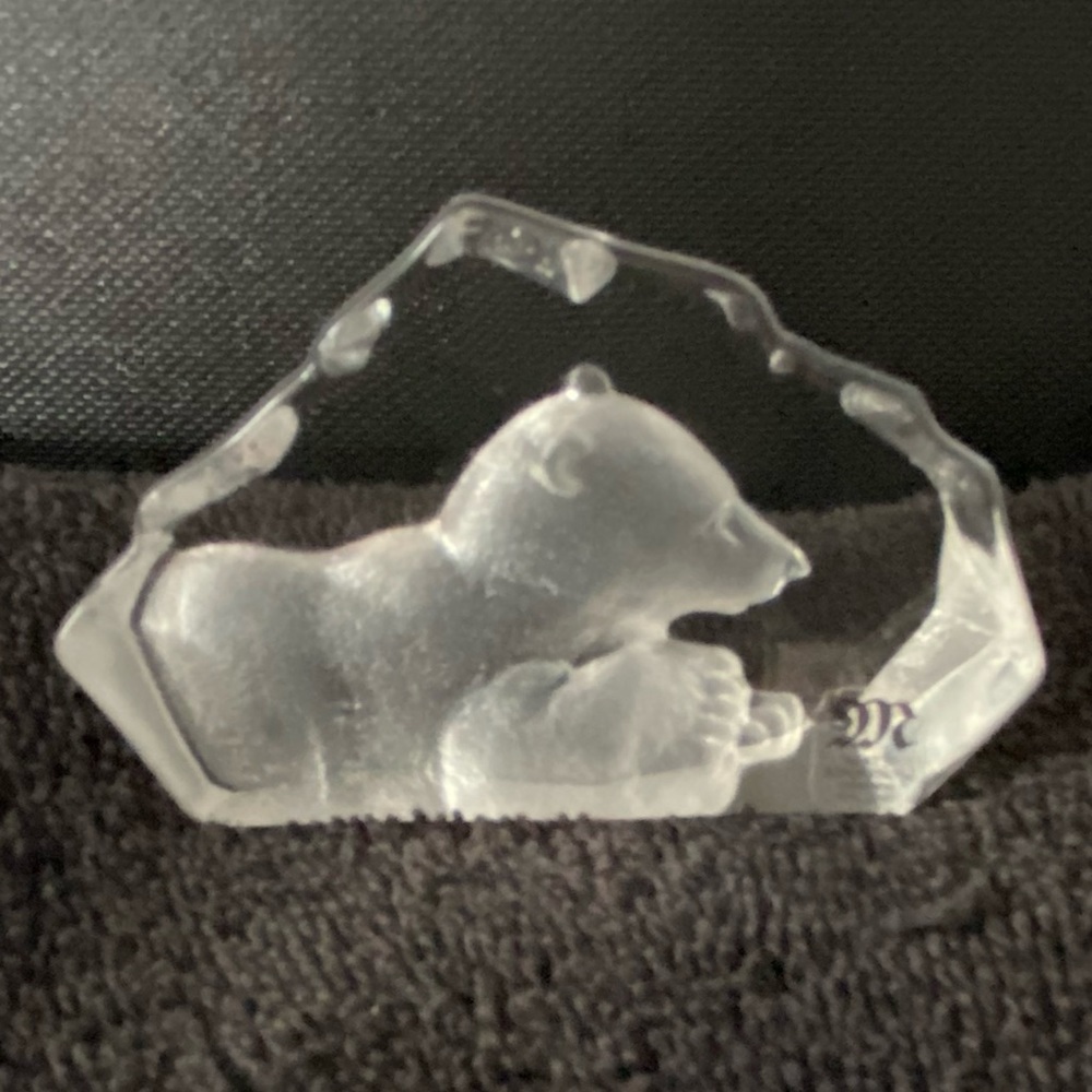 Mats Jonasson Baby Polar Bear Crystal Sculpture